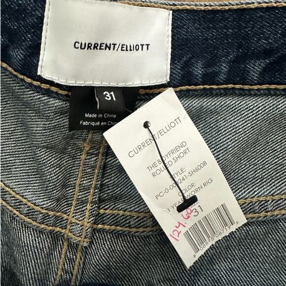 NWT Current Elliott The Boyfriend Rolled Denim Shorts Size 31 - Picture 3 of 11
